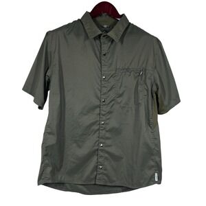 Club Ride Snap Up Short Sleeve Shirt Mens L Green Vented Performance Cycling MTB